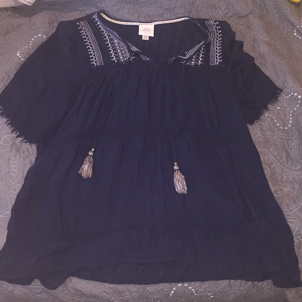 Knox rose navy bohemian top